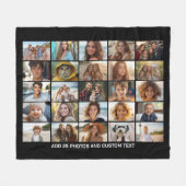 25 foto collage - Aangepaste tekst - Zwart Fleece Deken (Voorkant (Horizontaal))