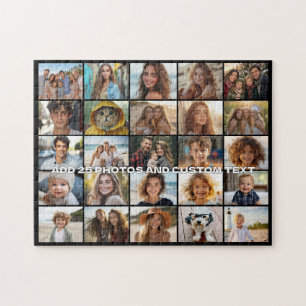 25 Foto Collage - Aangepaste Tekst - Zwart Legpuzzel