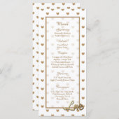 25 Gold Love Hearts Wedding Menu Kaarten (Voorkant / Achterkant)