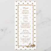 25 Gold Love Hearts Wedding Menu Kaarten (Voorkant)