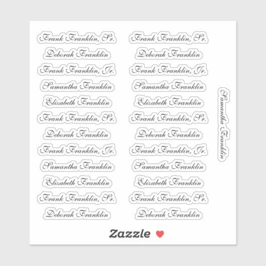 25 Guest Names Elegant English P Calligrafie Sticker (Vel)