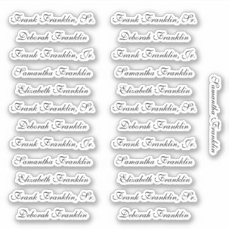 25 Guest Names Elegant English P Calligrafie Sticker