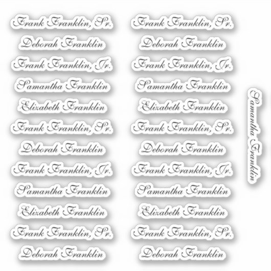 25 Guest Names Elegant English P Calligrafie Sticker (Voorkant)