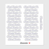 25 Guest Names Elegant Navy English P Calligraphy Sticker (Vel)