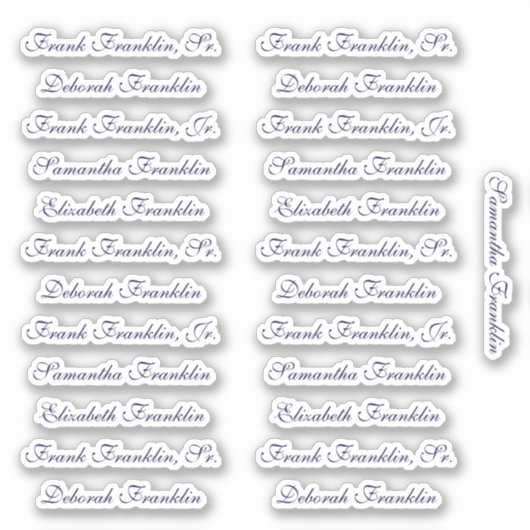 25 Guest Names Elegant Navy English P Calligraphy Sticker (Voorkant)
