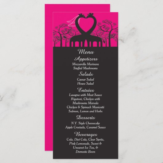 25 Hot-roze Kaarten in het menu Menu Giraffe-ontva (Voorkant / Achterkant)