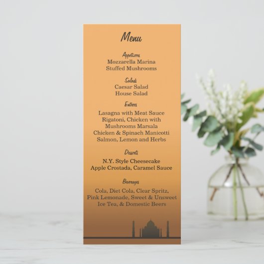 25 Indian Dream Wedding Menu Labels (Staand voorkant)