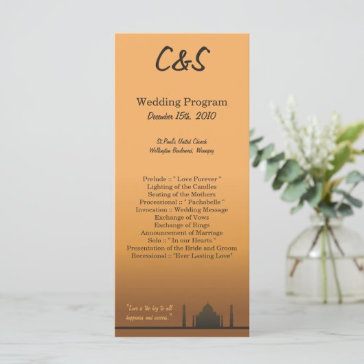 25 Indiase droom huwelijksprogramma's Programmakaart (Staand voorkant)