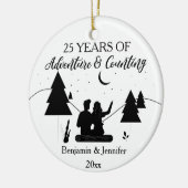 25 jaar avontuur en tellen Aangepaste namen Keramisch Ornament (Links)