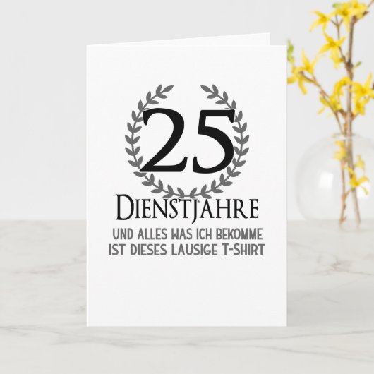 25 jaar bedrijfsjubileum werknemer bedrijf kaart (Gele Bloem)