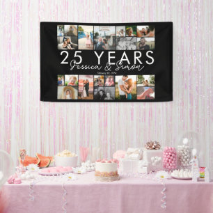 25 jaar bruiloft jubileum fotocollage bewerkbaar spandoek