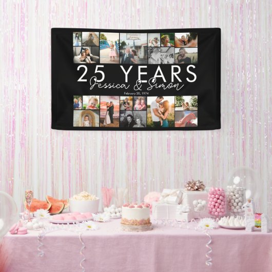 25 jaar bruiloft jubileum fotocollage bewerkbaar spandoek (Feest)