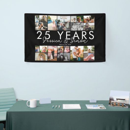25 jaar bruiloft jubileum fotocollage bewerkbaar spandoek (Beurs)