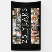25 jaar bruiloft jubileum fotocollage bewerkbaar spandoek (Verticaal)