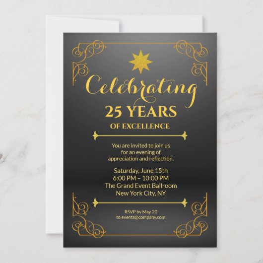 25 jaar Business Jubileum Invitation Kaart (Voorkant)