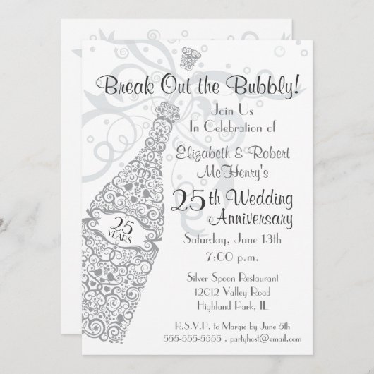 25 jaar Champagne Celebration Kaart (Voorkant / Achterkant)