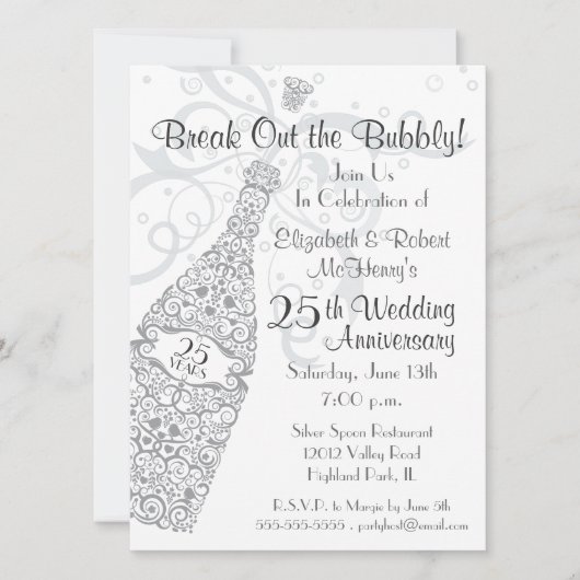 25 Jaar Champagne Feestviering Kaart (Voorkant)