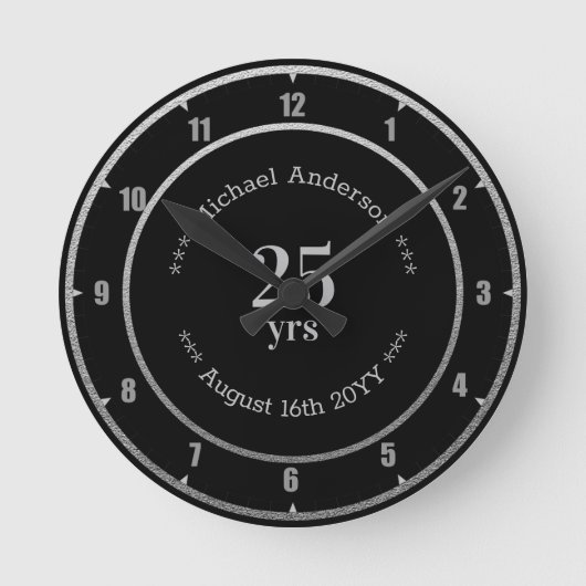 25 jaar gepersonaliseerde ronde jubiläumsklok klok (Voorkant)