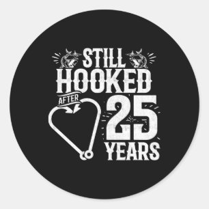25 Jaar Getrouwd - Vissend Paar - 25e Huwelijksjub Ronde Sticker