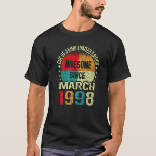 25 jaar Geweldige sinds maart 1998 25e geboorte T-shirt