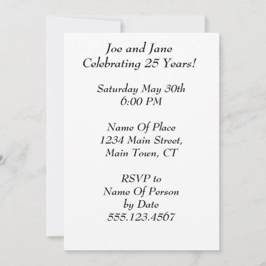 25 jaar Geweldige uitnodiging vieren (Achterkant)