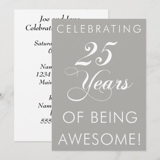 25 jaar Geweldige uitnodiging vieren (Voorkant / Achterkant)