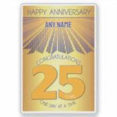25 Jaar | Golden Ray 12 Stappen Aangepaste NAAM Sticker (Voorkant)