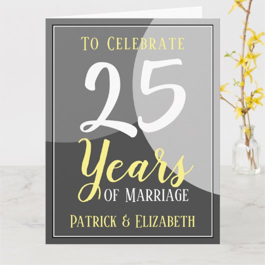 25 jaar huwelijk vieren kaart (Gele Bloem)
