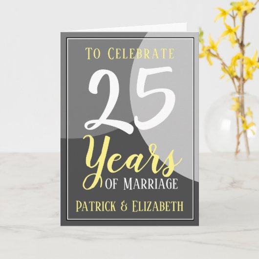 25 jaar huwelijk vieren kaart (Gele Bloem)