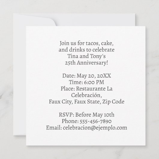 25 jaar Jubileum feest vieren Kaart (Achterkant)