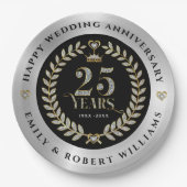 25 jaar Jubileum Goud en witte diamant Papieren Bordje (Voorkant)