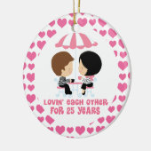 25 jaar Jubileum voor paren Keramisch Ornament (Links)