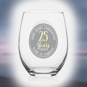 25 jaar lang dienst herdenkingsbedrijf wijnglas zonder voet