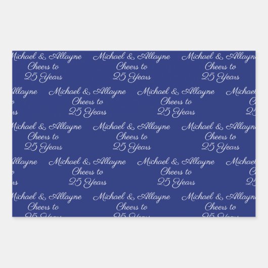 25 jaar Marine Blue 25th Jubileum Inpakpapier Vel (Voorkant 3)
