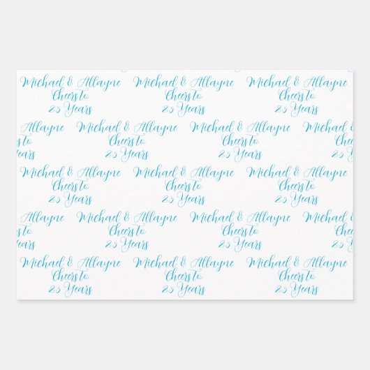 25 jaar Marine Blue 25th Jubileum Inpakpapier Vel (Voorkant 2)