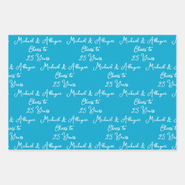 25 jaar Marine Blue 25th Jubileum Inpakpapier Vel