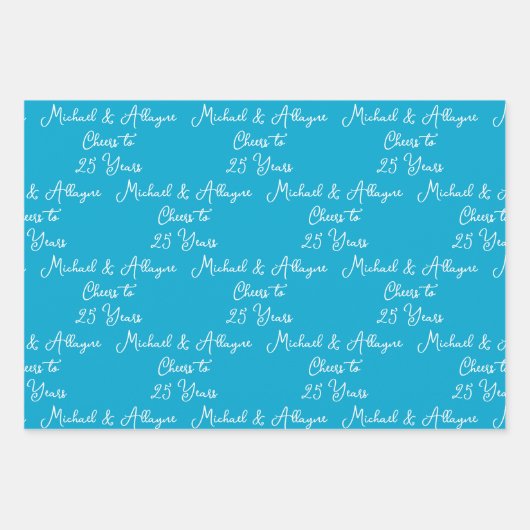 25 jaar Marine Blue 25th Jubileum Inpakpapier Vel (Voorkant)