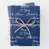 25 jaar Navy Blue 25th Jubileum Inpakpapier Vel (In situ)