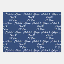25 jaar Navy Blue 25th Jubileum Inpakpapier Vel