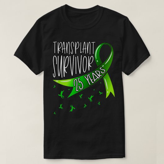 25 jaar Organische transplantatie Survivor Green R T-shirt (Design voorkant)