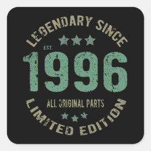 25 jaar oud bday 1996 legende sinds 25e verjaardag vierkante sticker