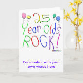 25 jaar oud getikt! kaart (Gele Bloem)