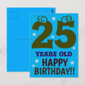 25 JAAR OUD HAPPY BIRTHDAY Fun Briefkaart (Voorkant / Achterkant)