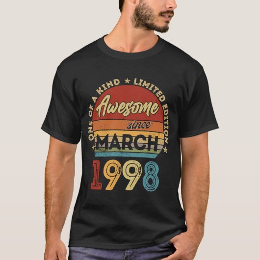 25 jaar oud maart 1998 25e verjaardag 2 t-shirt (Voorkant)