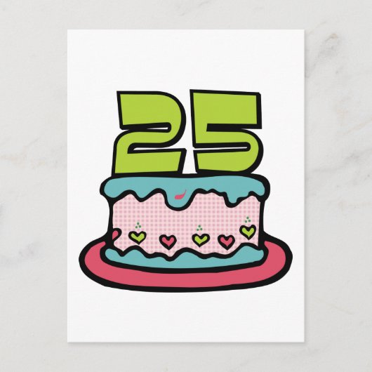 25 jaar oude Birthday Cake Briefkaart (Voorkant)