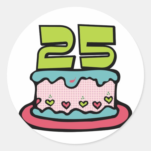 25 jaar oude Birthday Cake Ronde Sticker (Voorkant)