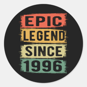 25 jaar oude dag 1996 Epic Legend 25th Birthday Ronde Sticker