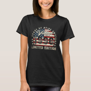 25 jaar oude Vintage 1998 Amerikaanse vlag 25e geb T-shirt