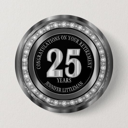 25 jaar Pas het zelf aan Ronde Button 7,6 Cm (Voorkant)