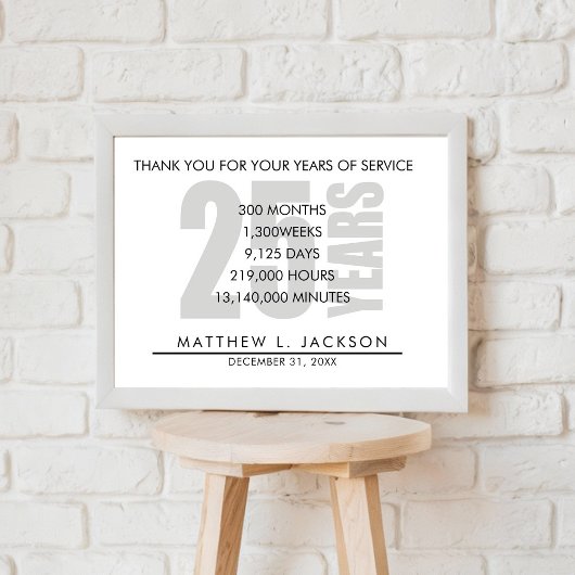 25 jaar pensioen of waardering van de werknemer ca poster
